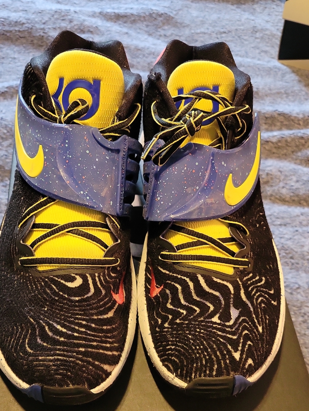 KD 14 Nike Mens Black, Yellow & Purple Strap Basketball Sneakers